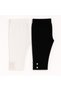 100% 100% Cotton Fresh Fabric 2 Piece Capri Tights with 2 Pieces of Pearl and Flower Leg Detail - 4