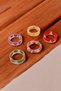 5 Pcs Pink Purple Red Green Yellow Colorful Flower Heart Children's Ring - 3