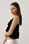 Shilsee Women's Rose Detail Floor Embroidered Suspender Bluz Black - 5
