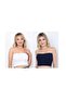 Women's Navy Blue-White 2-Pack Ribbed Strapless Crop Bustier Casual & Stylish Top Stretchy Fabric - 3