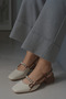Backless heeled shoes backless evening shoes pearl-detail vegan leather heeled shoes - 5