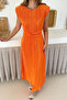 Women's Pleated Tie Detail Stylish Dress - 7