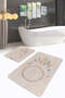 مجموعة منشفة حمام بوهيمية ملونة منقوشة باللون البيج وقاعدة غير قابلة للانزلاق وقابلة للغسل مكونة من قطعتين - 2
