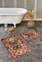 Multi-Colored Patchwork Patterned 2-Piece Non-Slip Base Washable Bath Mat Set - 4