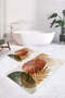Plant Motif Red-Green Modern 2-Piece Non-Slip Base Washable Bath Mat Set