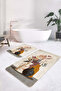 Vase and Flower Patterned Beige-Brown Modern Design Set of 2 Non-Slip Base Washable Bath Mat - 2