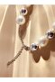 Large White-Grey Round Stone Necklace 42+6 cm with Extension - 5