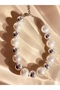 Large White-Grey Round Stone Necklace 42+6 cm with Extension - 4