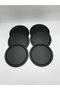6-Piece Metal Round Tea, Coffee, Cake Serving Tray Decorative Presentation Tray Black 24 Cm - 2
