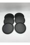 6-Piece Metal Round Tea, Coffee, Cake Serving Tray Decorative Presentation Tray Black 24 Cm - 3