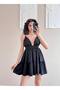 Women's Black Strappy Rubber Detailed Jessica Fabric Mini Dress - 2