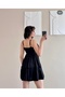 Women's Black Strappy Rubber Detailed Jessica Fabric Mini Dress - 3