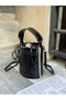Black Women's Drawstring Bucket Hand and Shoulder Bag
