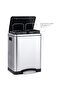30l Dual Compartment Stainless Steel Trash Can – 15l X 2 Recycle & Waste Pedal Bin - 3