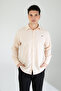 Summer Half Oversize Men's Shirt -801- Beige - 2