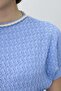 Women's Blue Short Sleeve Knitwear Sweater - 3