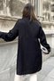 Women's Black Double Pocket Cover Slit Linen Loose Shirt - 700-3524 - 4