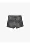 Cotton Denim Shorts with Pocket Cut Detail - 4