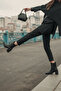 Women's Pointed Toe Double Elastic Thick Heeled Boots Solav Black - 6