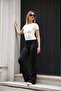 Flared Leggings Trousers-Black - 2