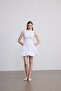 Women's White Poplin Short Balloon Dress with Skirt - 2