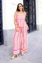 Lollipop Pastel Striped Loose Waist Loose Strap Colorful Summer Vacation Pants Blouse Set - 5