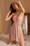 Women's Backless Silk Satin Nightgown Set - Elegant V-Neck, Lace Stripe Sleepwear without Robe - 3