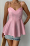 Striped Seersucker Suspender Bluz with Pins Detail - Pink - 4