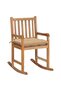 Rocking Chair with Beige Cushion Solid Teak Wood