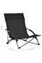 Folding Beach Chairs 2 pcs Black Fabric - 3