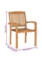 Stacking Garden Chairs with Cushions 6 pcs Solid Teak Wood - 3