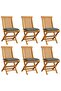Garden Chairs with Grey Cushions 6 pcs Solid Teak Wood