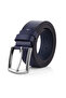 Men's Groom Dowry Bundle 100% Genuine Leather Wallet Card Holder Belt Set Navy Blue Color Dm-8002-L - 6