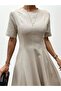 Women's Maxi Size Cream Linen Dress - 2