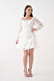 Women's Lined Chiffon Fabric Gipe and Tiered Design White Mini Evening Dress 078