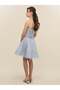 Girl's Strap Beaded Tulle Detailed Design Evening Dress - 4