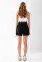 Women's Elastic Waist Pleated Cotton Shorts Black - 925094 - 8