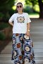 Wide Cut Cotton Viscosse Pants Skirt Combed Bluz Double Suit with Elastic Belt - 6