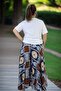 Wide Cut Cotton Viscosse Pants Skirt Combed Bluz Double Suit with Elastic Belt - 4