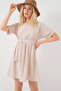 Women's Short Sleeve Mini Ayrobin Dress 2572 - Cream - 4