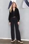 Jasmine Women's Black Extra High Waist Stretchy Denim Fabric Loose Leg Jeans