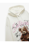 Raised Long Sleeve Hooded Printed Oversize Sweatshirt - 5