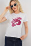 Women's Printed Basic T-Shirt 4349 - Plum - 4
