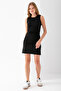 Women's Crew Neck Bodycon Sleeveless Dress Black - 925075 - 2
