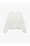 Three Thread Raised Stitching Detailed Crew Neck Oversize Sweatshirt - 4