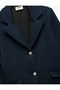 Long Sleeve Double Breasted Collar Button Basic Viscose School Jacket - 3