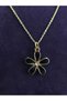 Daisy Zircon Stone Flower Model Black Enamel Embroidered Yellow Color Coated Steel Necklace