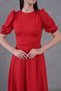 New Season Scuba Crepe Fabric Balloon Sleeve Round Neck Midi Length Flared Cut Women's Evening Dress 092 - 4