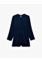 Crepe Fabric Crew Neck Long Sleeve Mini Dress with Metal Accessories - 5