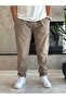 Men's Comfortable Fit Zipper Detailed Parachute Fabric Trousers Beige Eca024 - 2